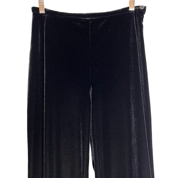 Vintage FRANK USHER High Rise Velvet Pants SIZE 8 Black Side Zip Wide Leg - Picture 4 of 10